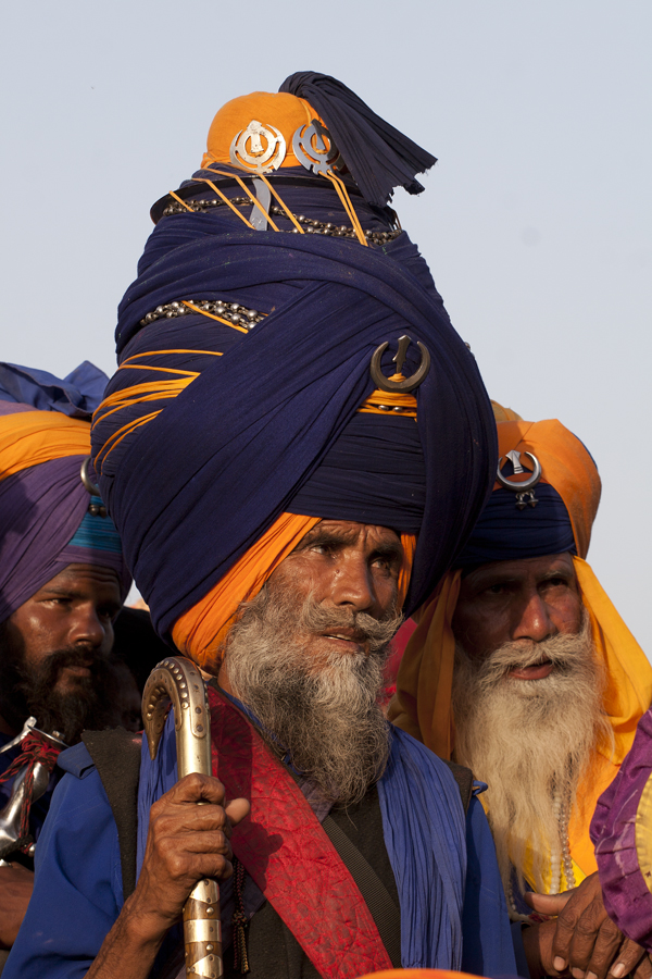 big turban nhing sikh at anandpur sahab during hola mohalla festival.
