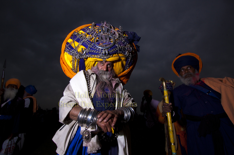 nihang sikh in traditional dress at hola mohala.