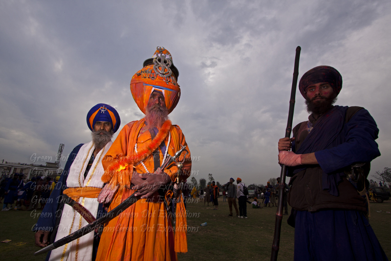 Nihang in traditional dress during hola mohalla in Anandpur Sahab in Punjab.