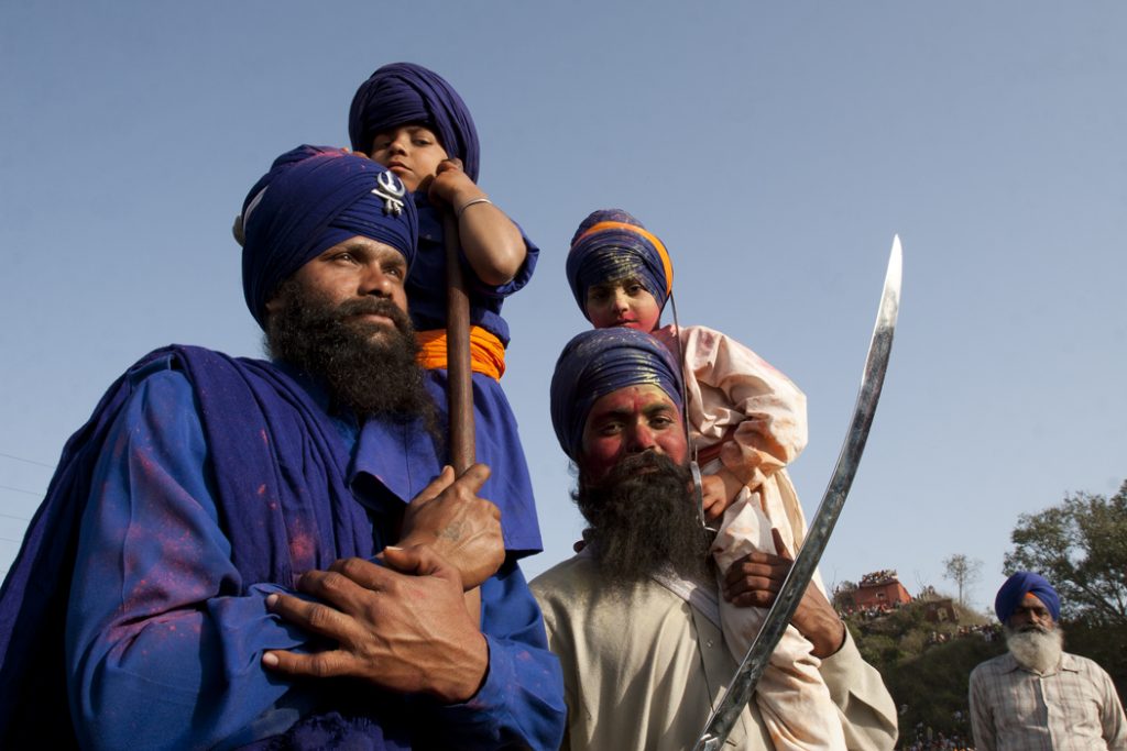 nihang sikhs at anandpur sahab during hola mohalla in punjab.