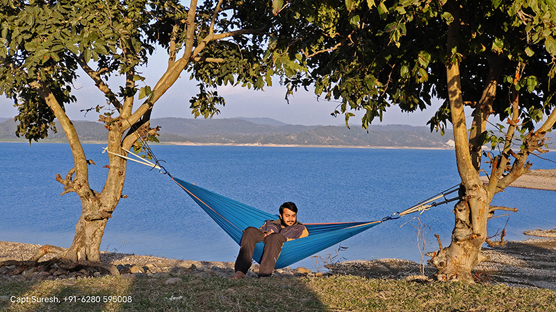 caravan motorhome campervan offbeat holidays in wilderness himachal outdoor camp holiday corona safe social distancing pong dam.