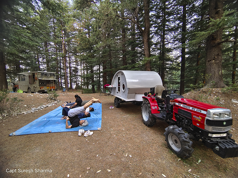 <img src="yoga women caravan campervan himachal pradesh offbeat holidays.jpeg" alt="yoga in jungle camp caravan motorhome campervan dharamshala palampur mcleodganj himachal for offbeat outdoor nomadic camp holiday corona safe with social distancing india">