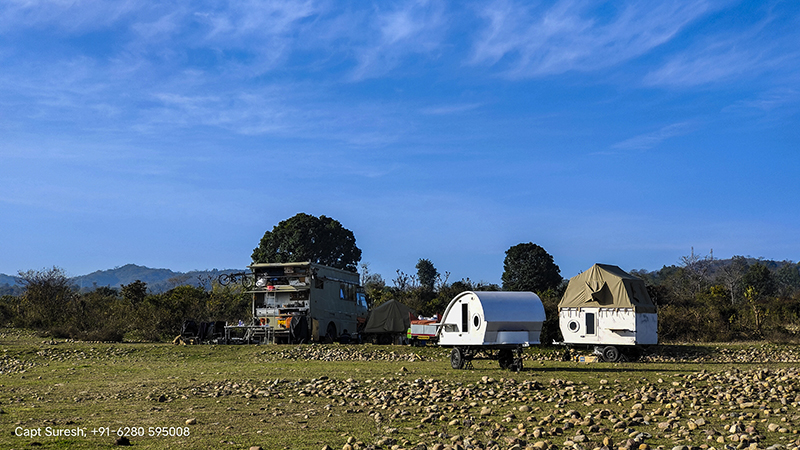 offbeat family holidays in wilderness with caravan campervan overland truck nomadic unique experience pong dam himachal.