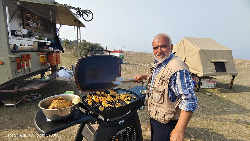 caravan campervan for senior citizens in himachal village pong dam for offbeat camp holiday corona safe with social distancing india.